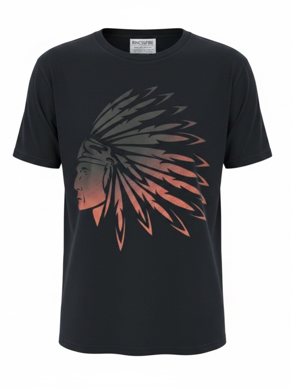 Ring of Fire Men's Black Graphic T-Shirt with Orange Accent